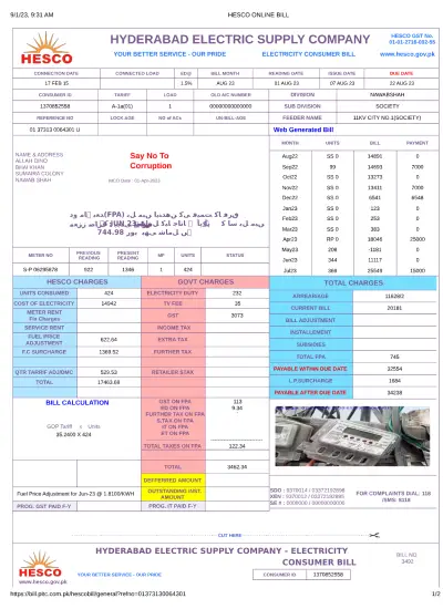 ELECTRICITY BILL