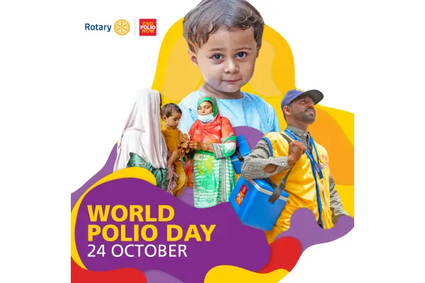 world polio day on 24 october is written in the picture with logo of rotary